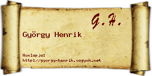György Henrik névjegykártya
